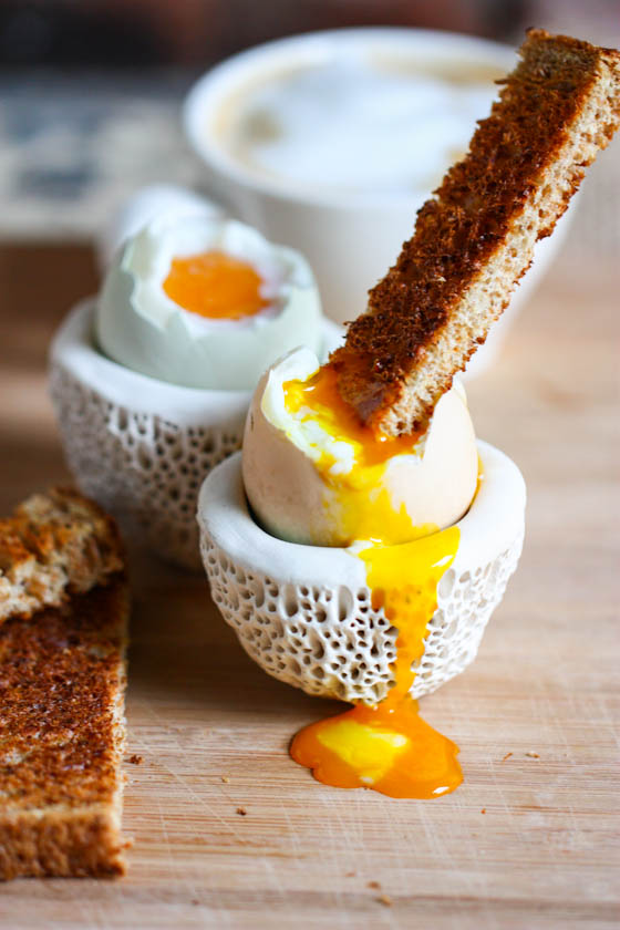 soft boiled eggs and toast