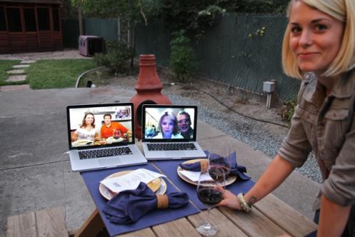 Jenna on skype with friends and family