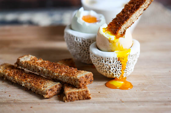 2 soft boiled eggs and toast