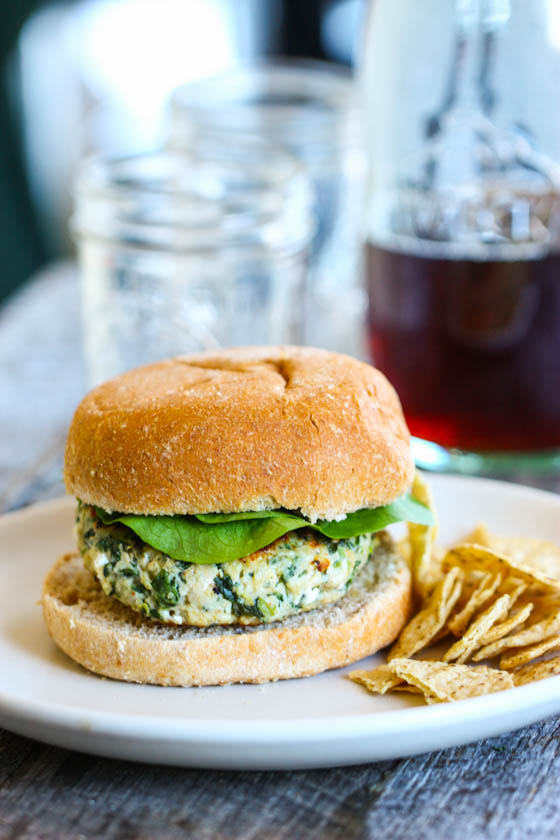 Spinach Goat Cheese Turkey Burgers 